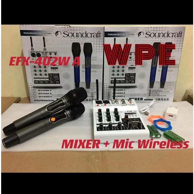 mixer audio soundcraft efx 402w plus 2 mic wireless efx402w