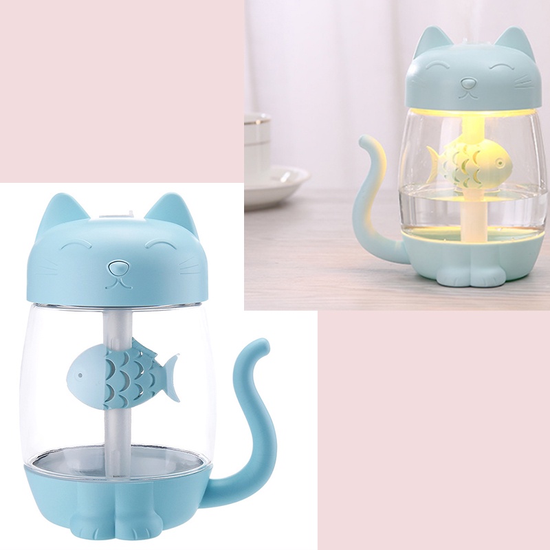 Humidifier Diffuser Aromaterapi Purifier Lampu 350ML Tidur Usb Anak Kucing