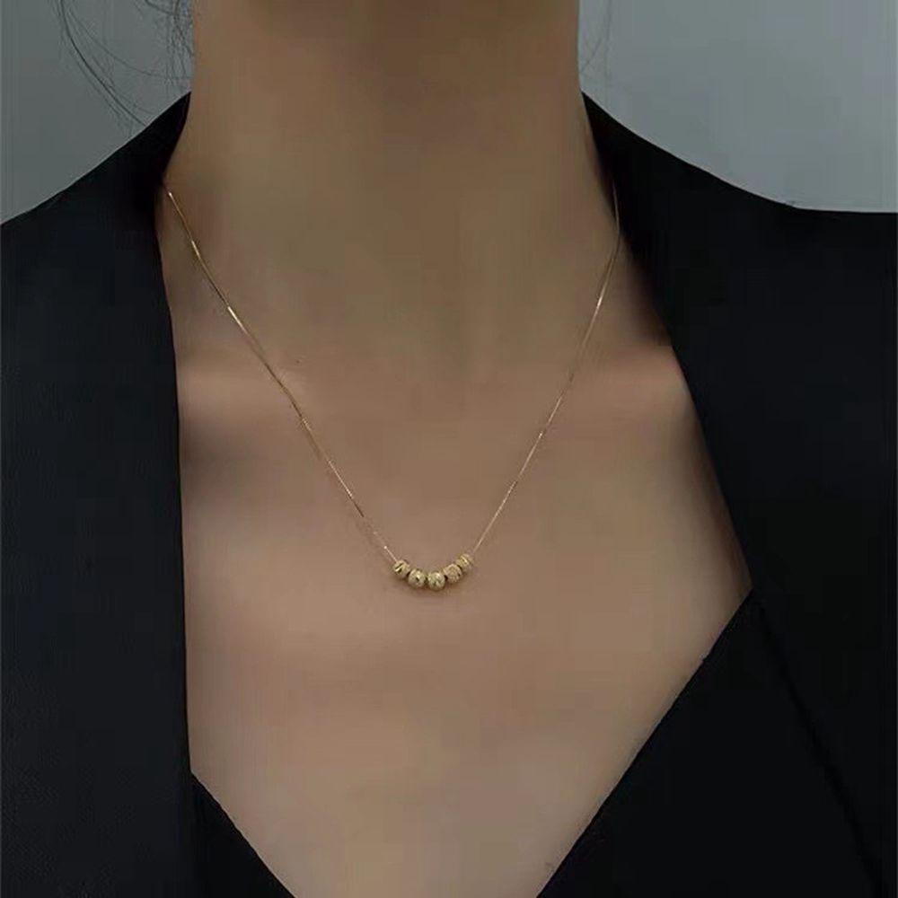 Agustina Kalung Manik Emas Temperamen Indah Rantai Klavikula Bead Pendant Vietnam Pasir Emas Tembaga Gaya Korea Kalung