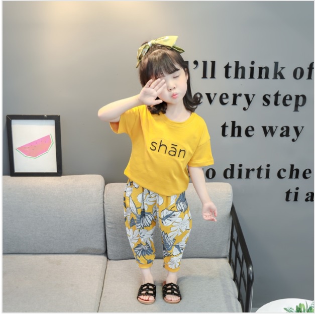 setelan anak Kaos SHAN + CELANA FLORAL IMPORT