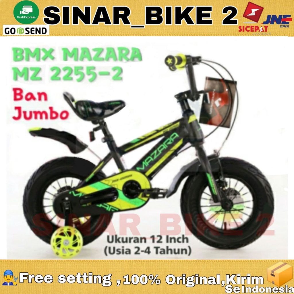 Sepeda Anak Laki BMX MAZARA MZ 2255-2 Size 12 16 18 Inch Ban Jumbo 3.0