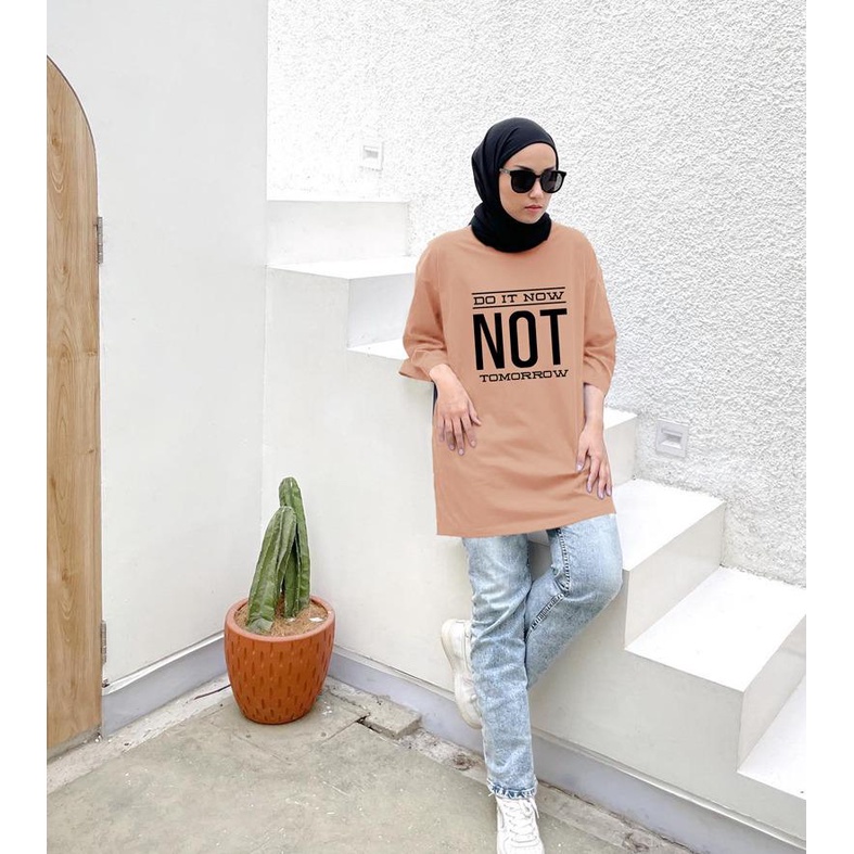 KAOS OVERSIZE TOP HIJAB WANITA BASIC  NOT / OVERSIZE SLIT BLOUSE