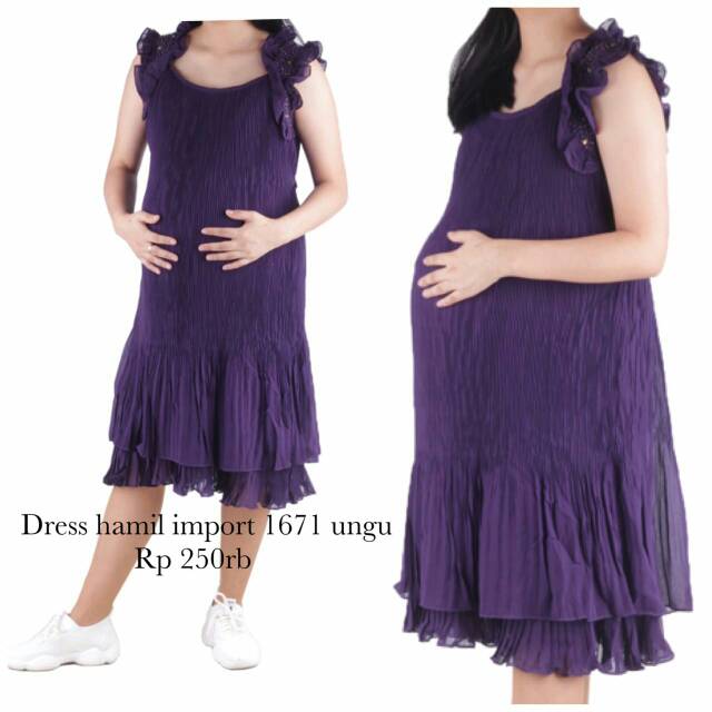 Baju hamil dress hamil import 1671 ungu