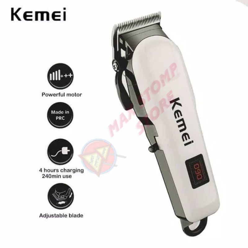 Hair Clipper Kemei KM-809A Alat Mesin Cukur Rambut Baterai Cas