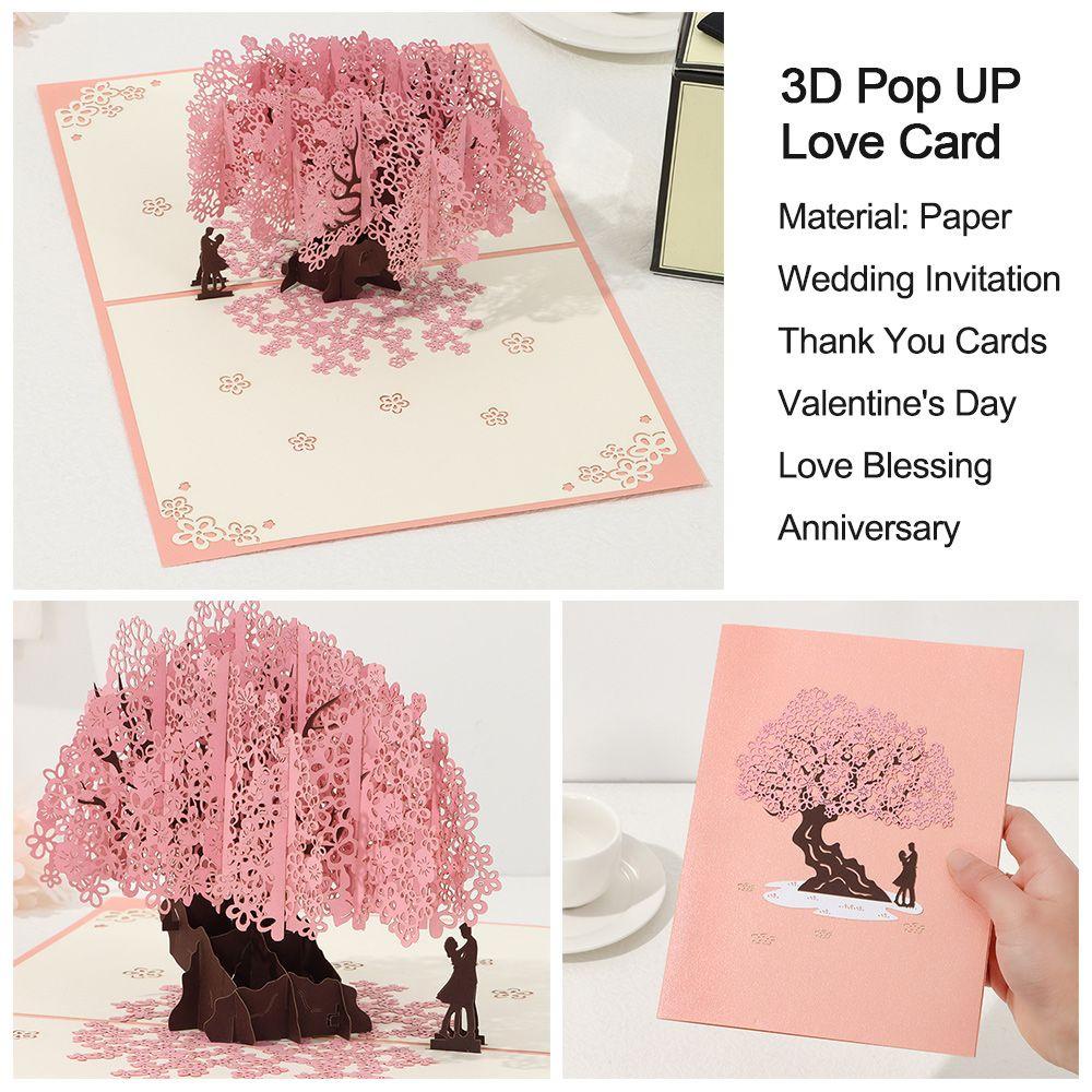 Kartu Ucapan Pop UP 3D Bentuk Bunga Peach Untuk Hari Valentine / Anniversary