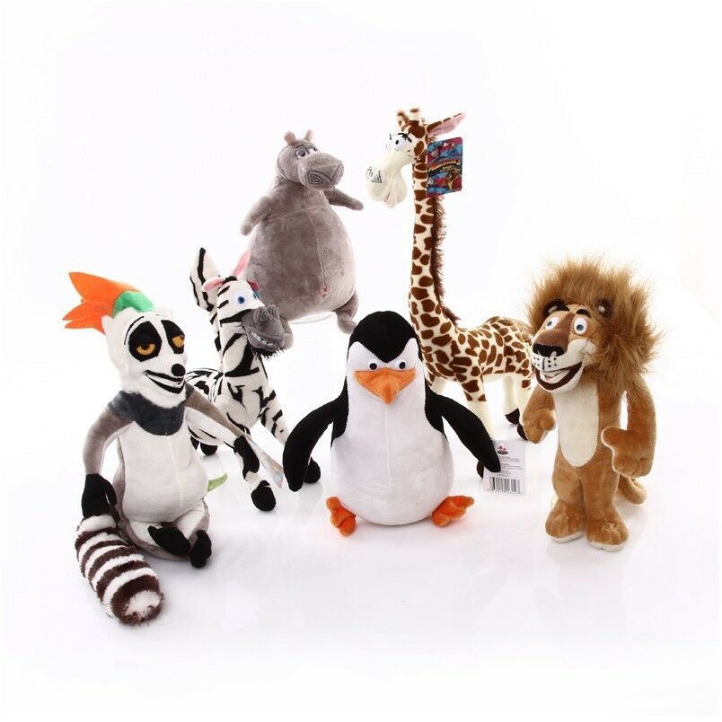 35cm Madagascar Character Plush Toys Gloria Penguin Marty Alex Melman Julien Toys