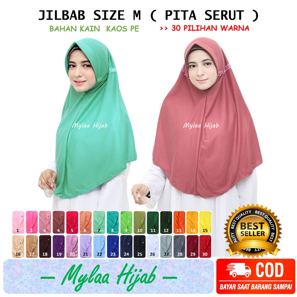 Jilbab Hijab Bergo Kerudung instan Size M atau anak Sekolah bahan kaos