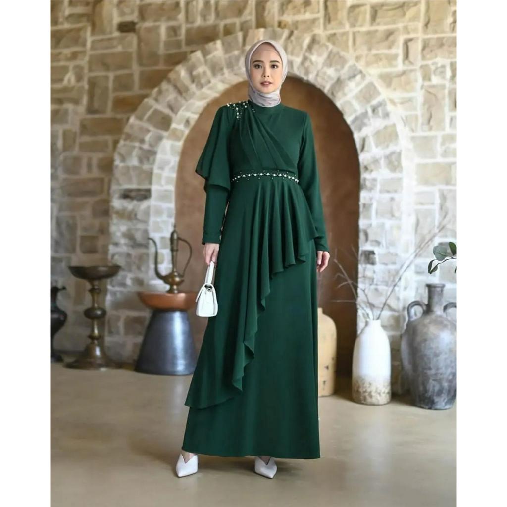 [COD] Yuvika dress Gamis Kondangan Aplikasi Mutiara Dress Remaja Terbaru Fashion Muslim Mutiara Gamis Ceruty Gamis Brukat