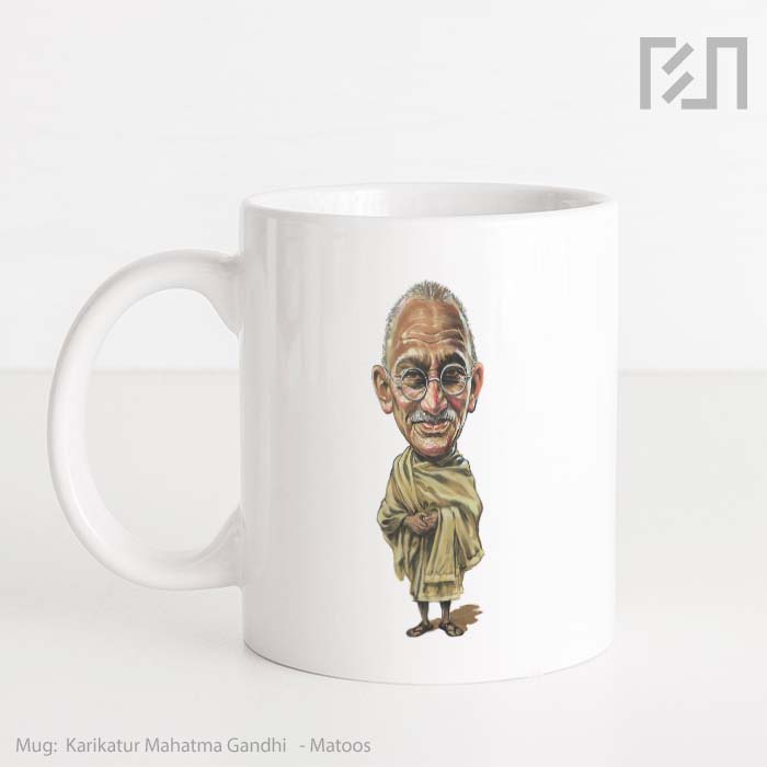 Gelas Keramik Caricature Mahatma Gandhi Mug
