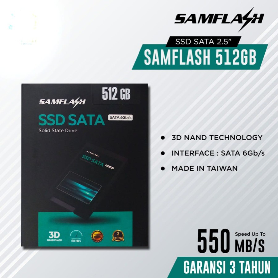 SSD 512GB 256Gb 128Gb Samflash 2,5&quot; SATA III Garansi resmi 3 Tahun