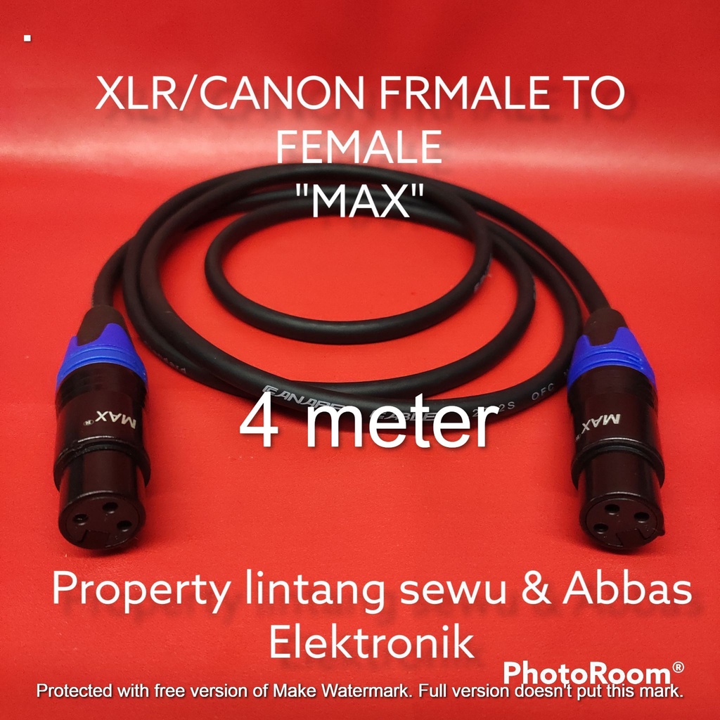 KABEL JEK XLR CANON FEMALE MAX TO FEMALE MAX 4 METER