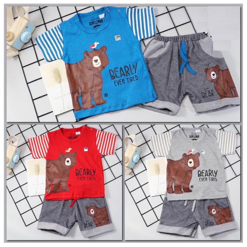 Setelan Fashion Bearly Even Tired Anak laki laki Estimasi 0-1 Tahun CBKS