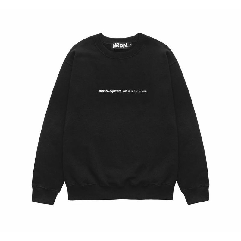 Crewneck sweater keren nrdn sytem varian warna hitam full mat flecee