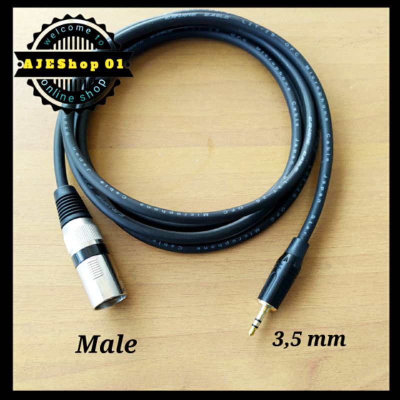 Kabel jack XLR male to aux 3,5 mm kabel canare 1 sampai 5 meter