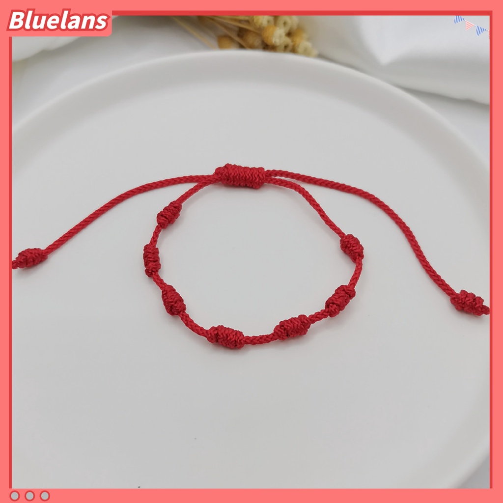 2 Pcs Gelang Tali Jimat Pelindung 7 Simpul Warna Merah Untuk Hadiah Tahun Baru