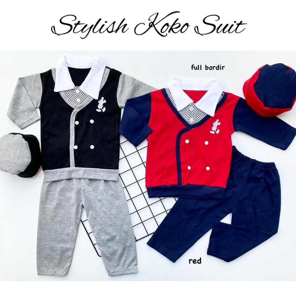 stylish KOKO / POLO / BAIQ SAILOR FESTIVE bayi baju koko anak Baju koko muslim peci bayi cowok anak laki keren lebaran aqiqa