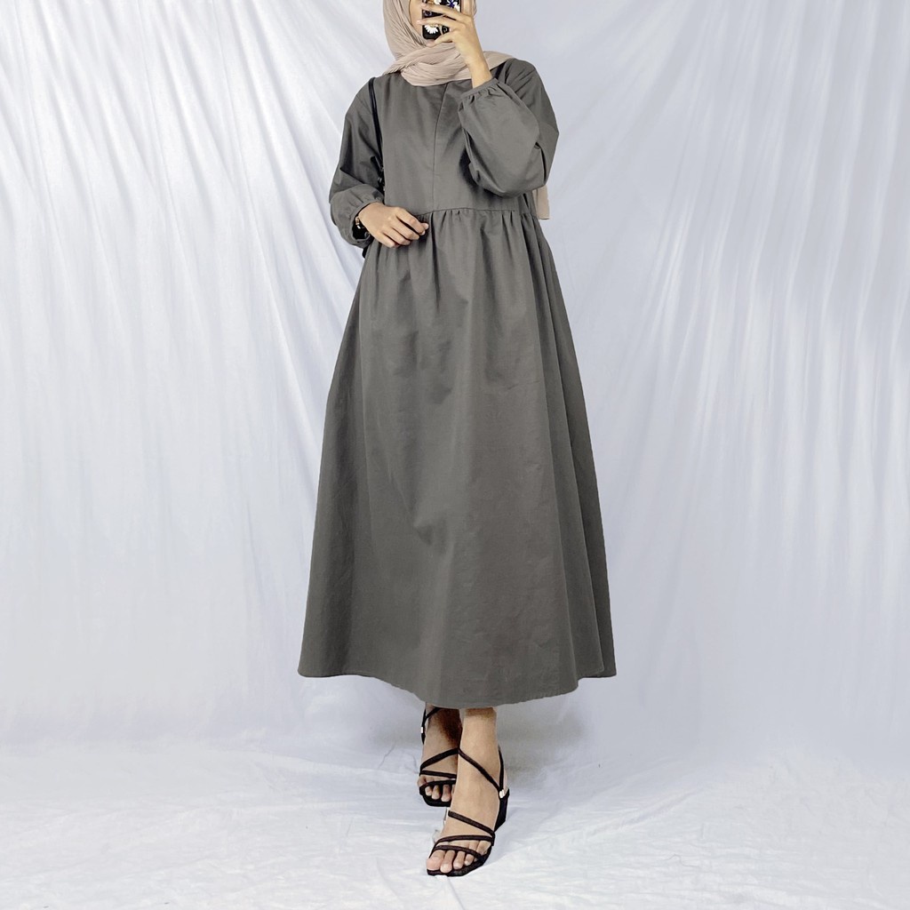 BISA COD Gamis Muslimah Dress Korea Baju Lebaran Wanita PROMO BEST SELLER Q5B2 TERMURAH Gamis Jumbo 