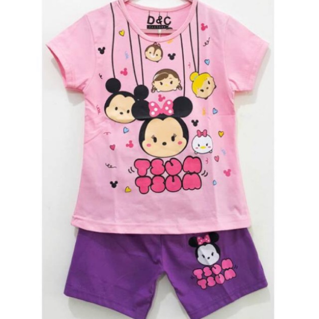 Setelan baju  kaos anak  karakter  tsum tsum 1 6T setelan 