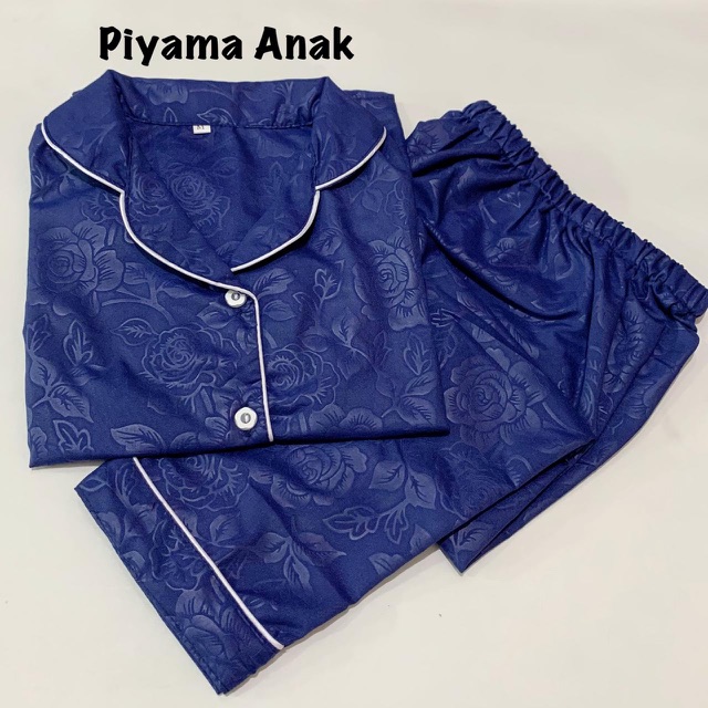 PIyama EMBOSs NAVY bisa couple mom and kids bajutidur piyama