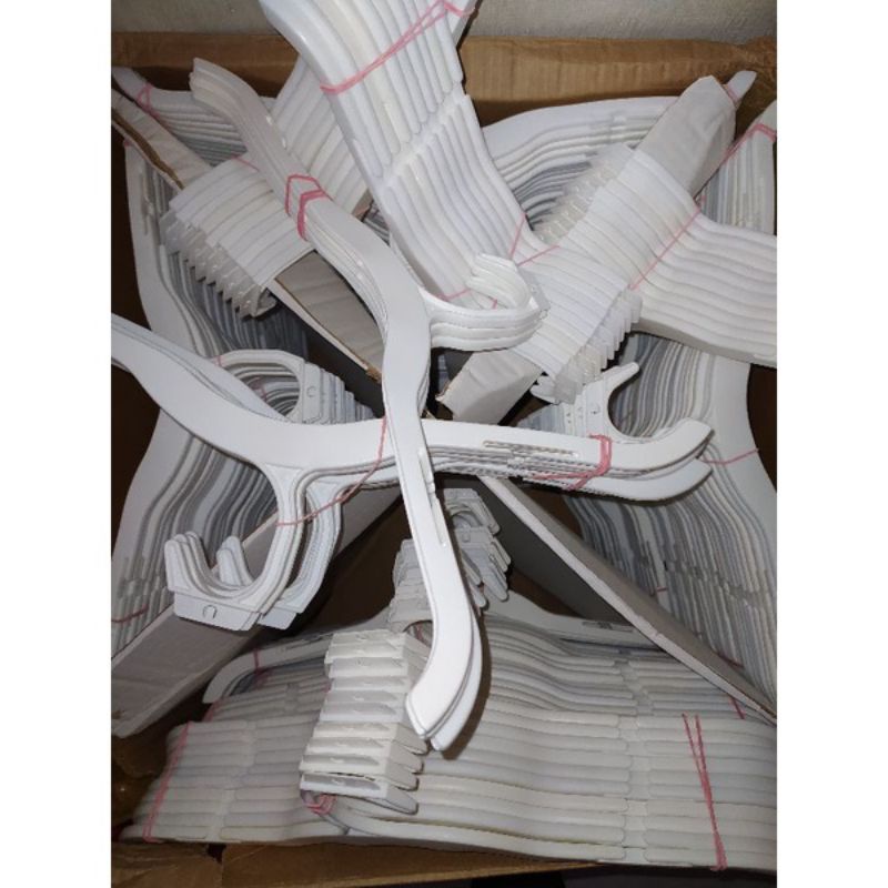 Hanger plastik hoodie baju celana dewasa putih hitam bening