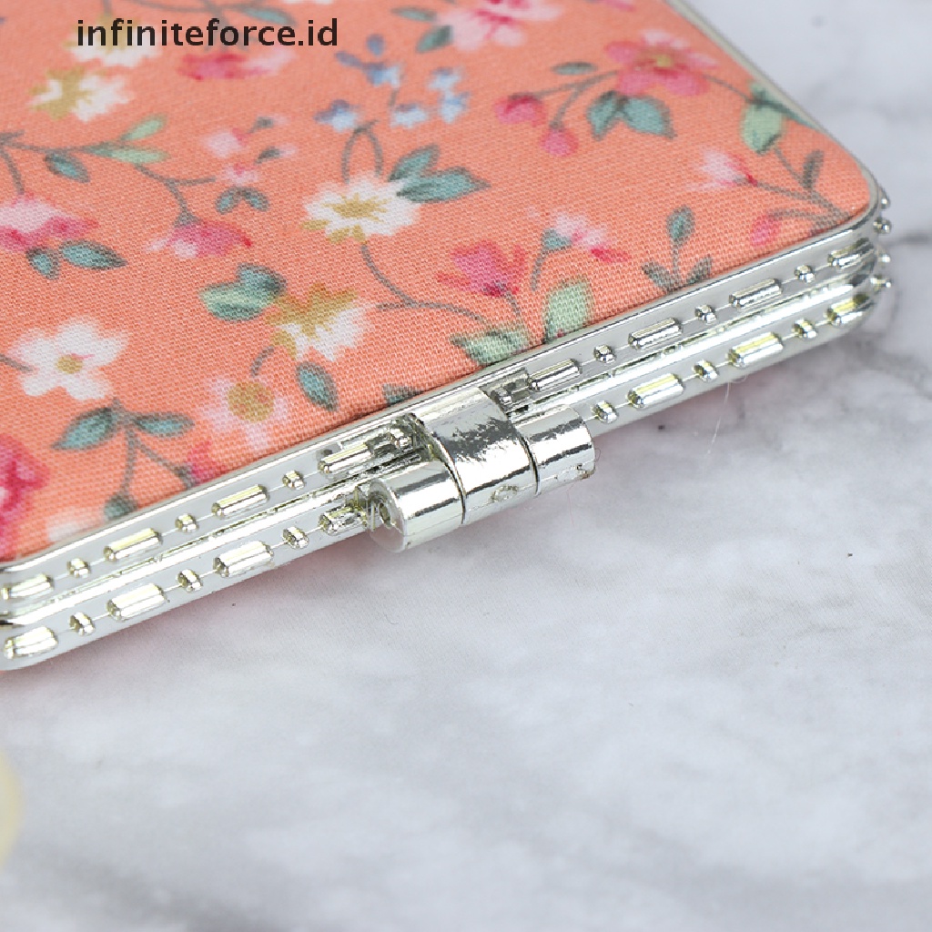 (Infiniteforce.Id) Cermin Lipat Dua Sisi Gaya Vintage Motif Bunga Untuk Makeup / Kosmetik Wanita