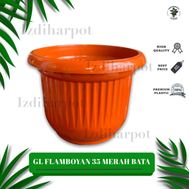 pot bunga tanaman plastik GL Flamboyan 35 kuping - FLAMBOYAN 35 MERAH BATA