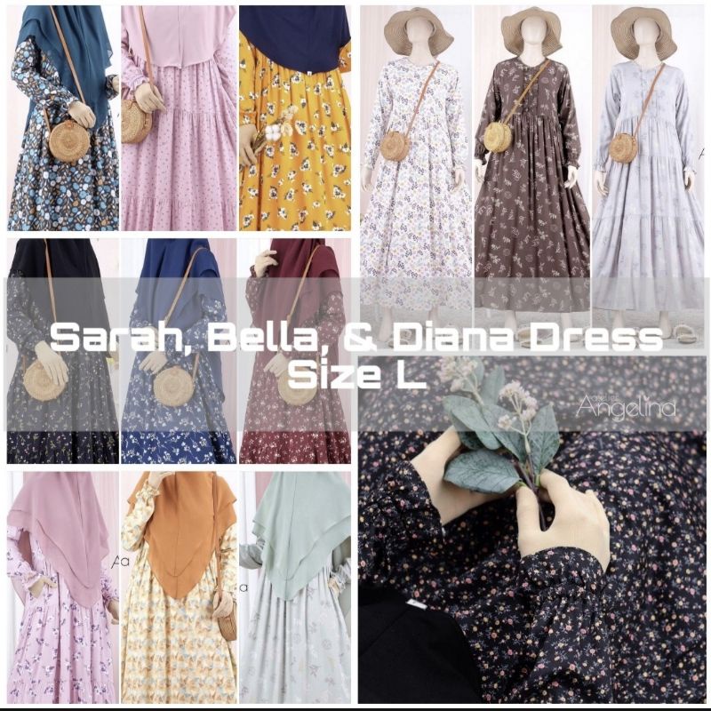 Size L Atelier Angelina Sarah Bella Dress Fiory Grey Wengue Kamia White Vintage Plumeria Gamis