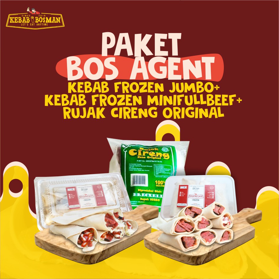 

PAKET KEBAB FROZEN JUMBO, KEBAB FROZEN MINIFULLBEEF DAN RUJAK CIRENG ORIGINAL