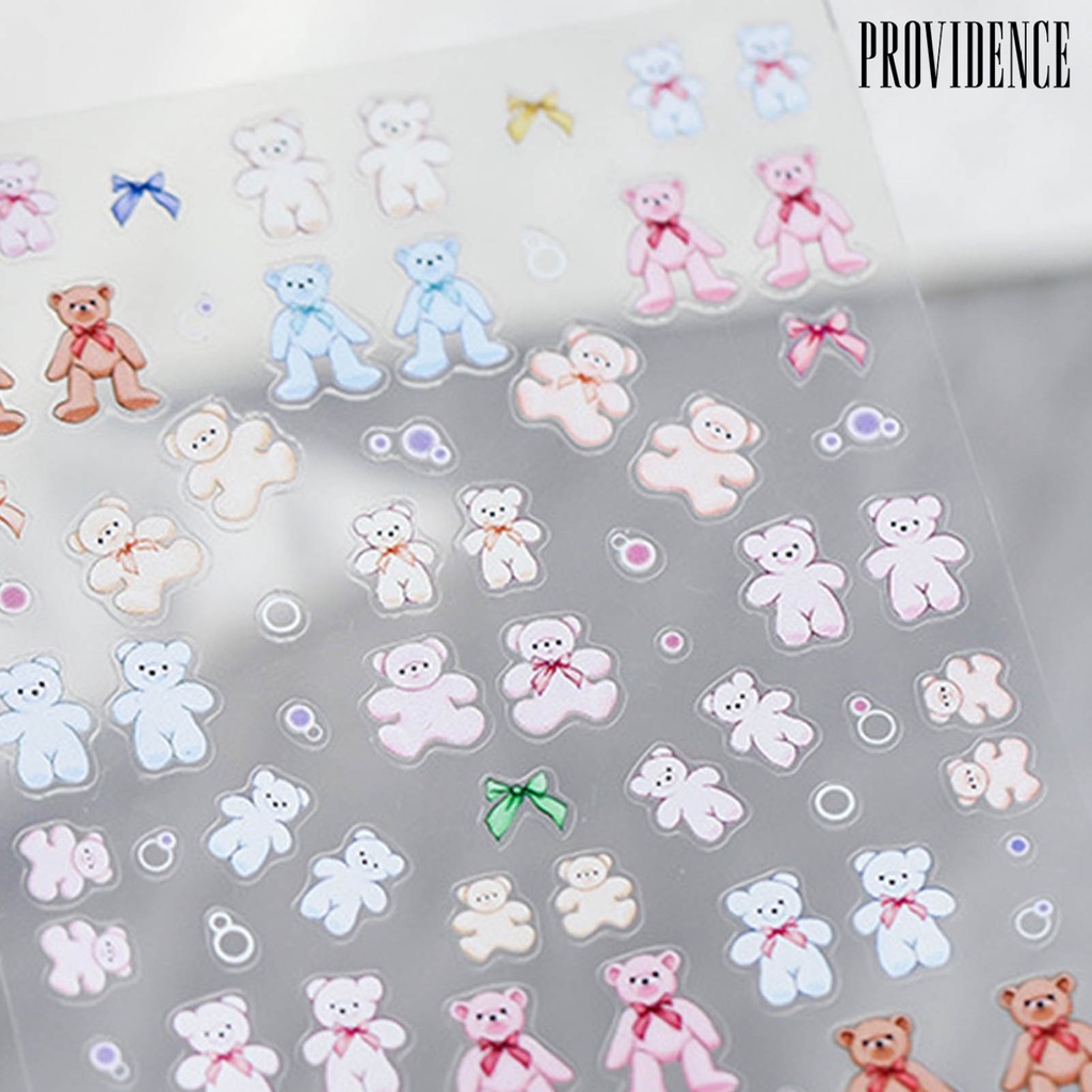 Providence Bear Shape Nail Embossed Sticker 5D Ultra Thin Craft Nail Art Decals Embossed Lovely Bear Decor for Manicure