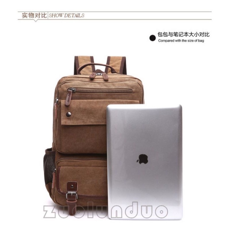 Tas Ransel backpack model laptop tas wanita/Pria Kanvas Import 8676