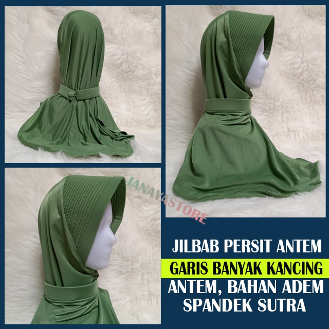 Jilbab Persit Antem Tumpuk Garis 2 Polos Jilbab PSK Persit Antem Anti Tembem