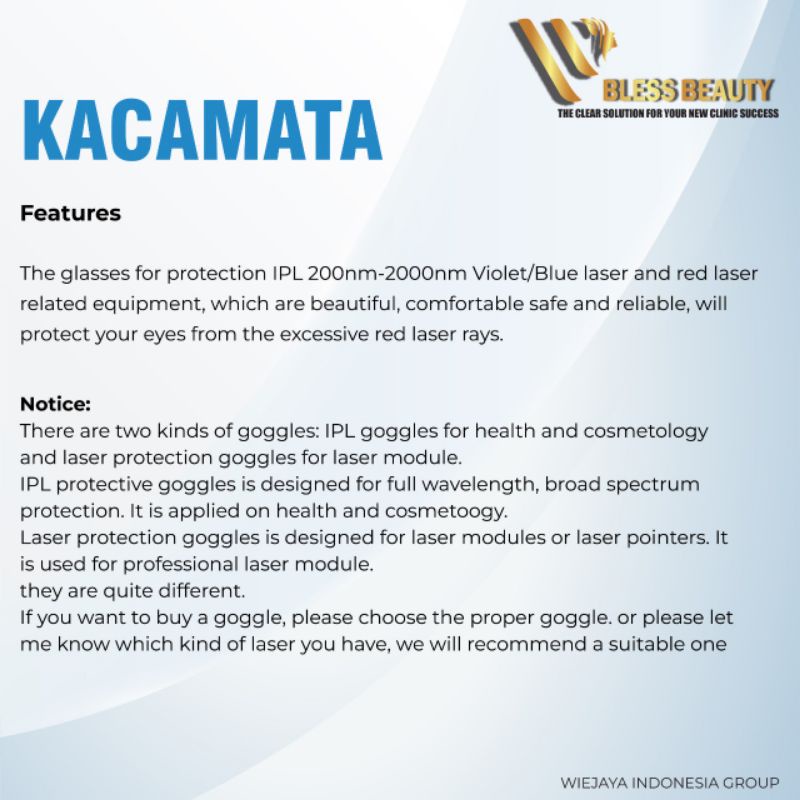 Kacamata Laser Proteksi Kualitas Tinggi untuk Laser Ndyag Picosecond IPL 200nm-2000nm