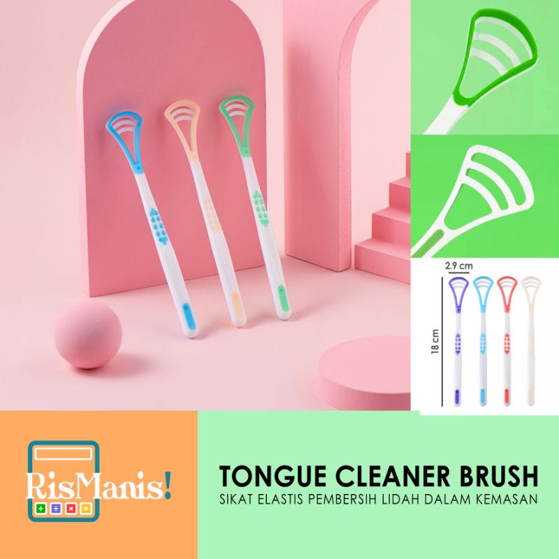 TONGUE CLEANER BRUSH - Sikat Pembersih Lidah Rubber Food Grade 2 Sisi Dalam Kemasan Gagang Elastis Lentur Bergerigi 2 in 1 Mengangkat Flek Kotoran Sisa Makanan Anti Bau Mulut