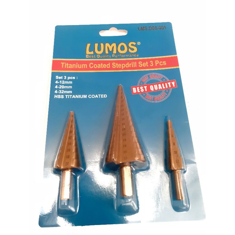 LUMOS Mata Bor Piramid Kerucut Set 3Pcs Mata Bor Pagoda 4-12 4-20 4-32