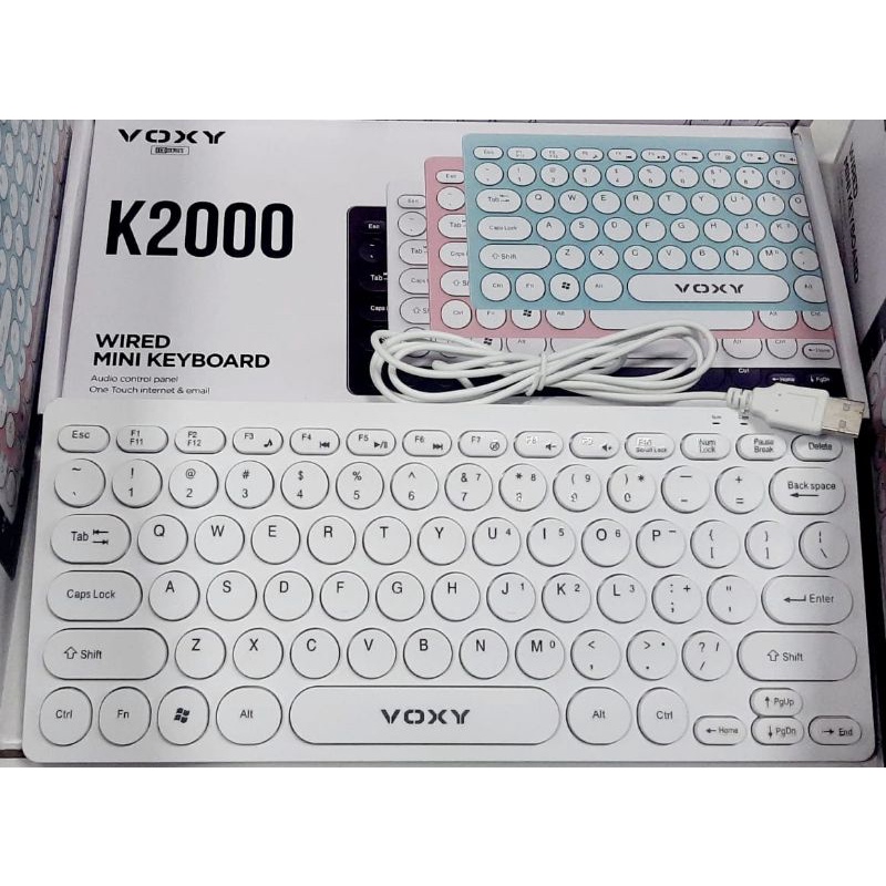 Voxy K2000 Keyboard Mini USB Wired Black White Tosca Berkualitas!