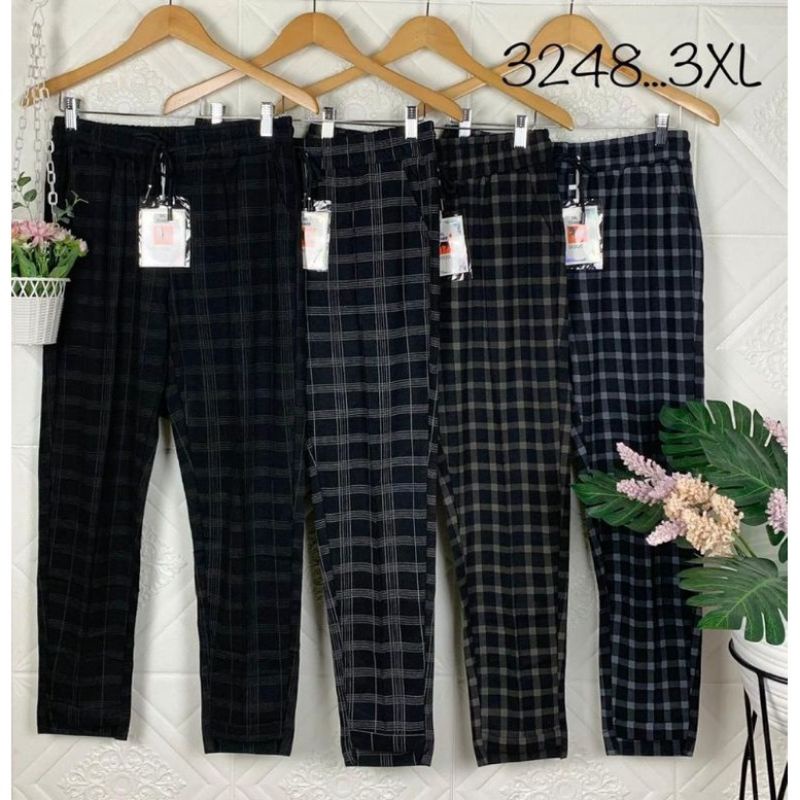 Celana Jumbo Wanita Big Size Pants Premium Stretch Kaos Tebal Import Original Melar fit 3XL