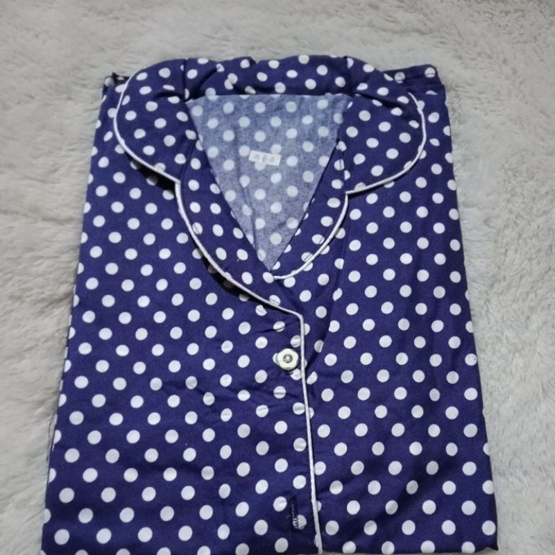 LoverFashion Cp Piyama ABG Embos& karakter-Polkadot navy