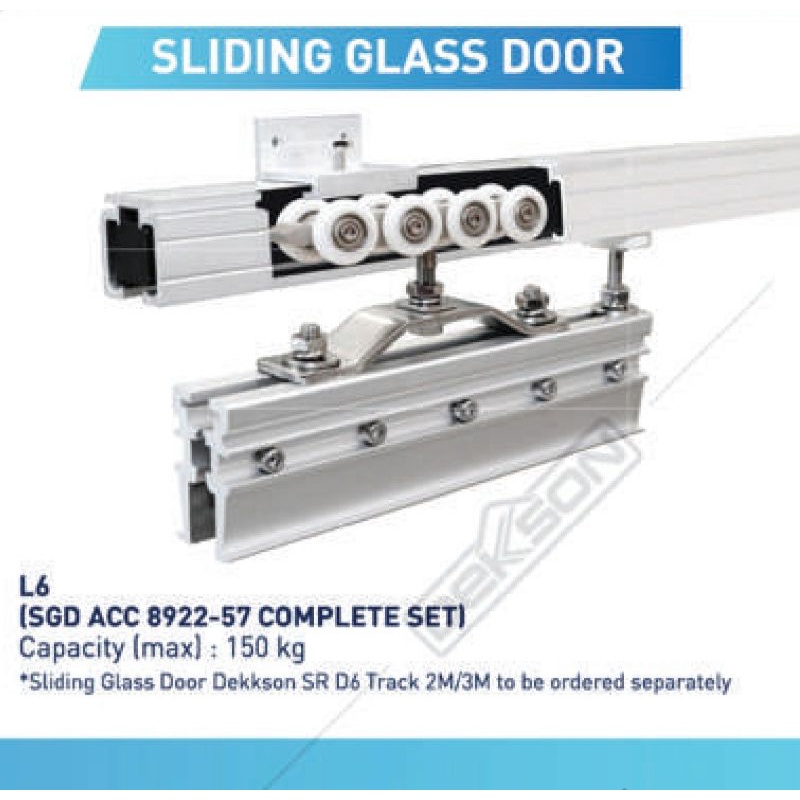 Glass Sliding Set Track 300 Cm Dekkson SGD L6 8922-57 Rel Pintu Sliding Kaca Set Dekson