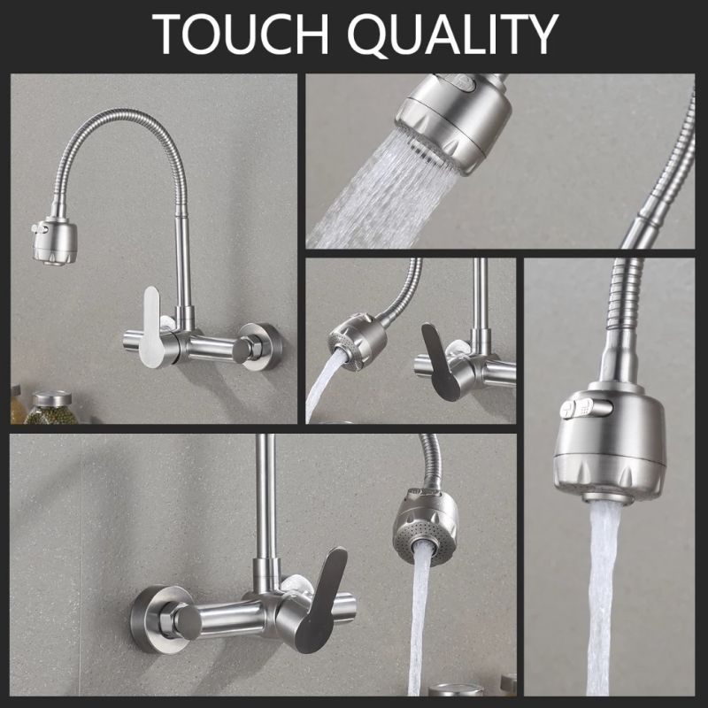 Kran Kitchen Sink Stainless SUS 304 Panas dingin DINDING fleksibel keran dapur mixer