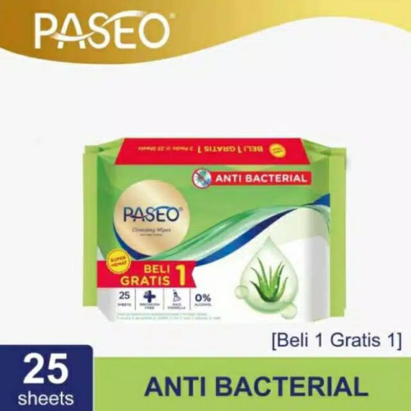 Paseo HIJAU Anti Bacterial 25+25 / 50 sheets