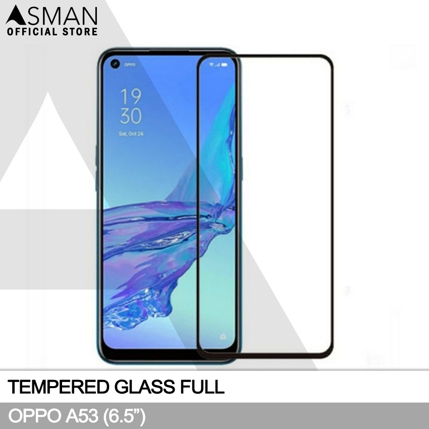 Tempered Glass Full OPPO A53 (6.5&quot;) | Anti Gores Kaca - Hitam