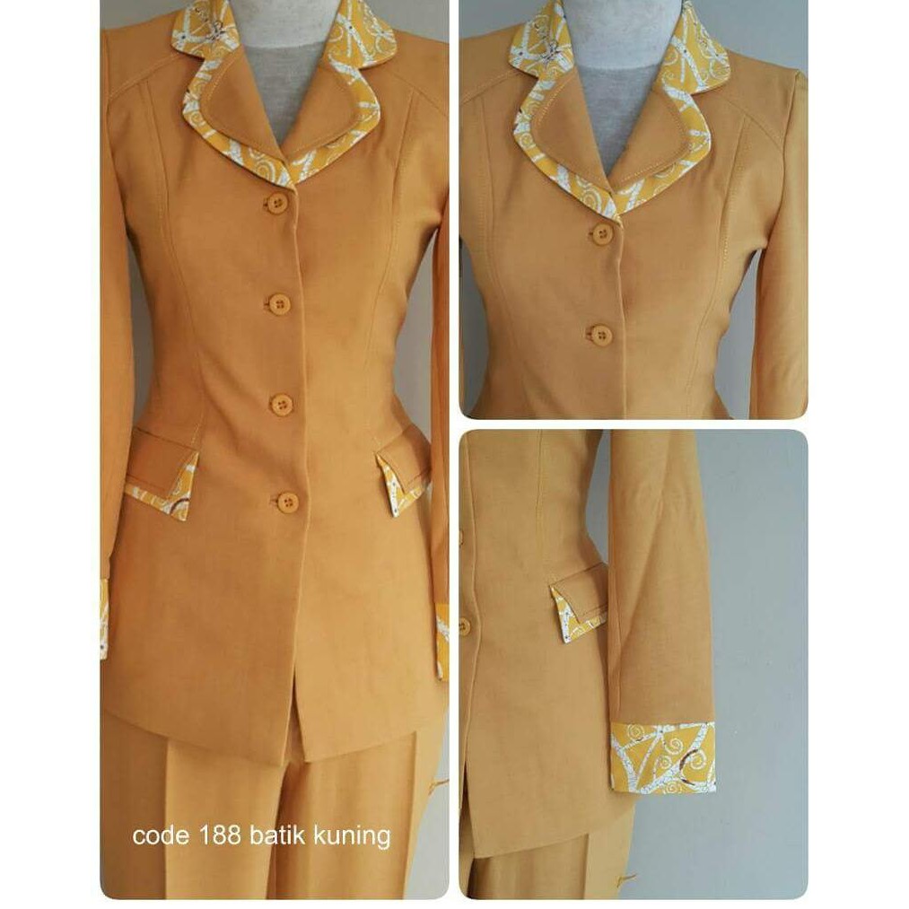 Setelan baju blazer/Exclusive blazer batik wanita warna kuning kode 188