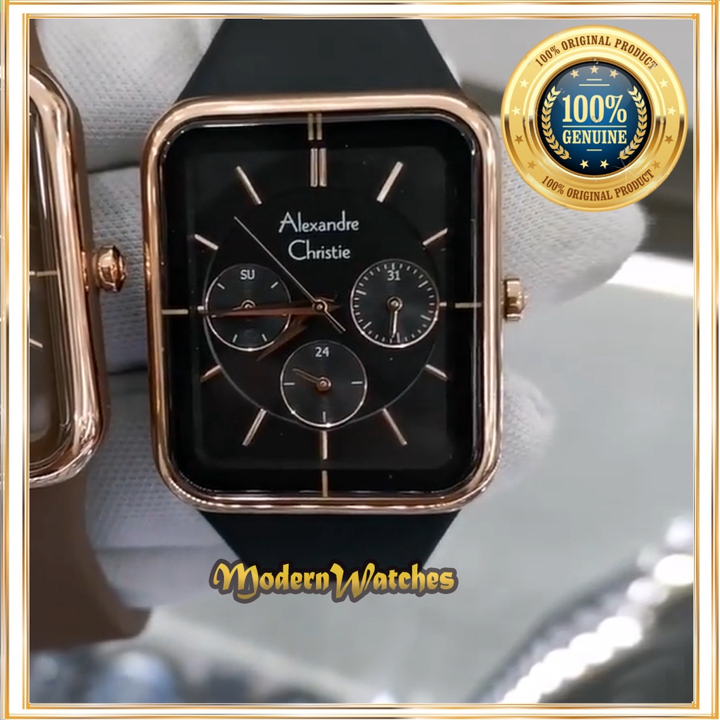 Promo Jam Tangan Wanita Alexandre Christie AC 2744 Ori Peach Rosegold Coklat Biru Dongker Hitam Red