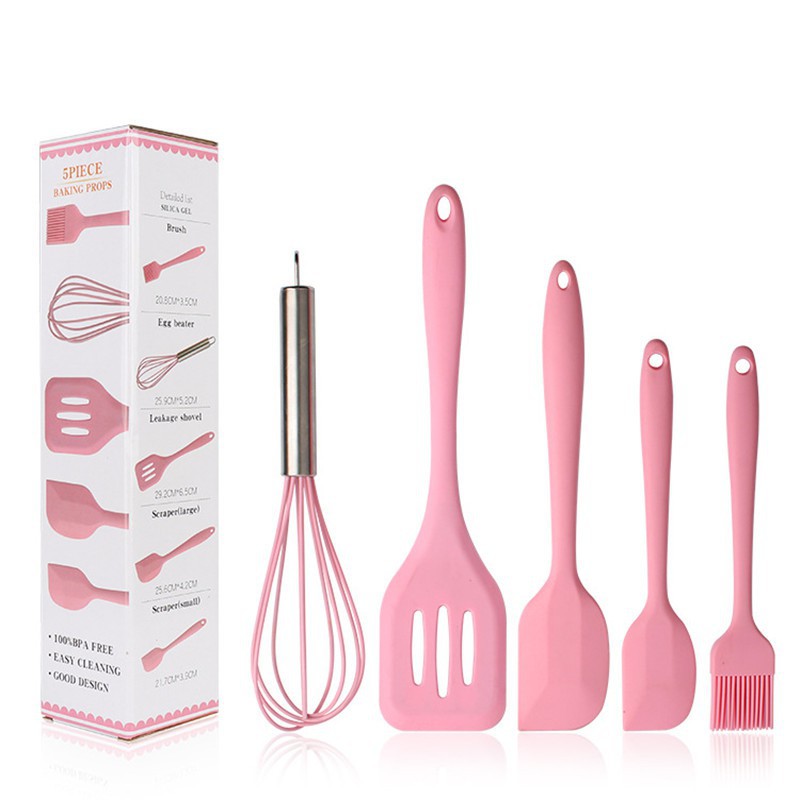 5pcs Spatula silikon lima Baking Utensils Heat-Resistant Silicone Non-Stick Cooking Tools