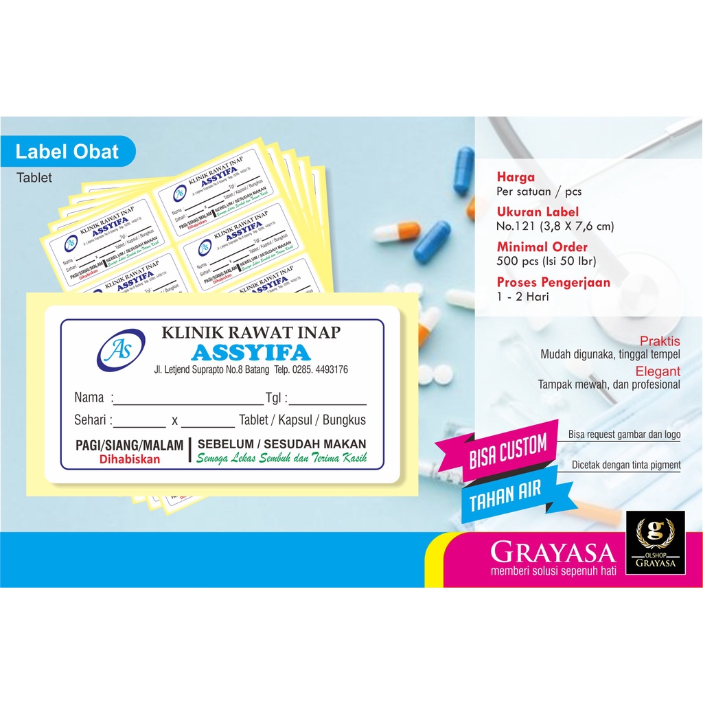 

LABEL OBAT TABLET, LABEL STIKER OBAT, LABEL TABLET, ETIKET OBAT, ETIKET TABLET (isi 500 pcs)