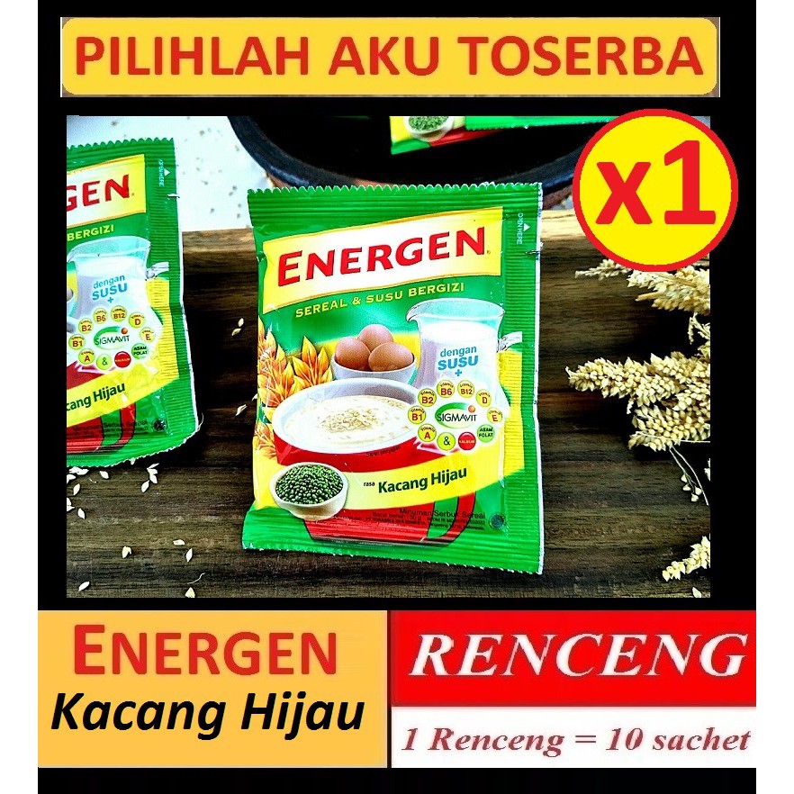 

Energen KACANG HIJAU Renceng 29gr x 10 Sachet (HARGA RENCENG)