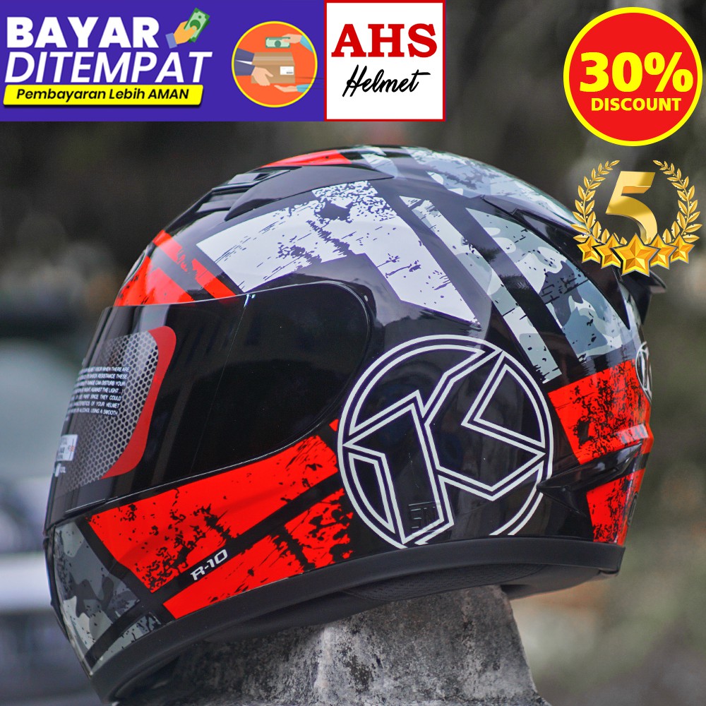 Helm KYT Full Face R10 Seri 3 Aqua Motif Series R10 #3 Original Kyt Visor Smoke