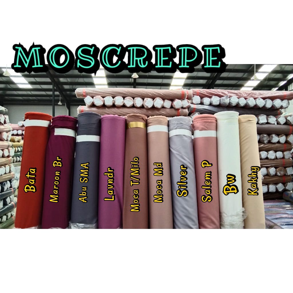 Kain Mosscrepe 1 Roll 60 Yard Moscrepe Moskrep - Bahan Gamis Kerudung Hijab Premium