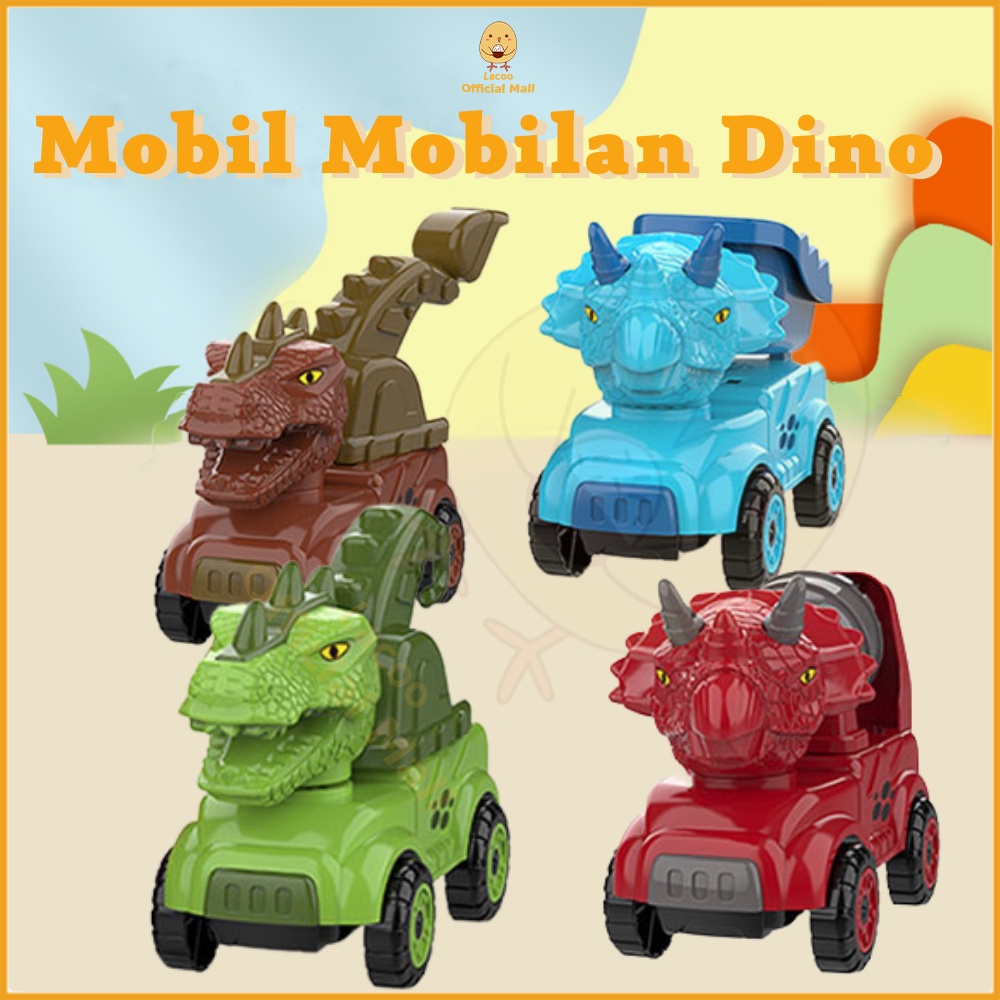 Lacoo Mainan mobil mobilan dinosaurus Jurassic construction vehicle inersia