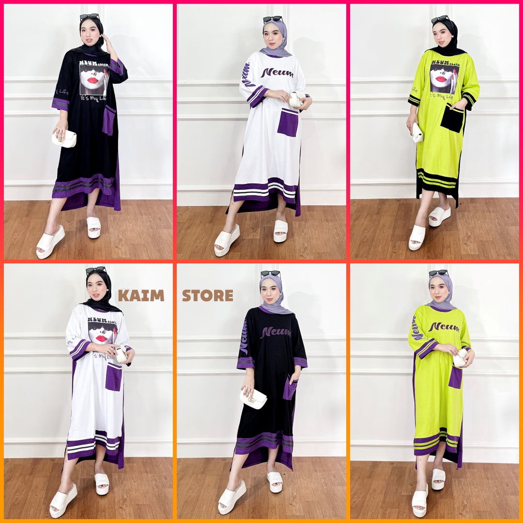 KAIM STORE - LONG TUNIK KOMBINASI NEUM. LONG TUNIK JUMBO TERBARU. LONG TUNIK WANITA MUSLIM. LONG TUN